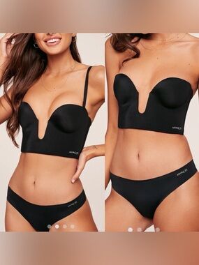 Adore Me Marcella Contour Bra Black Deep V Strapless Convertible 36C